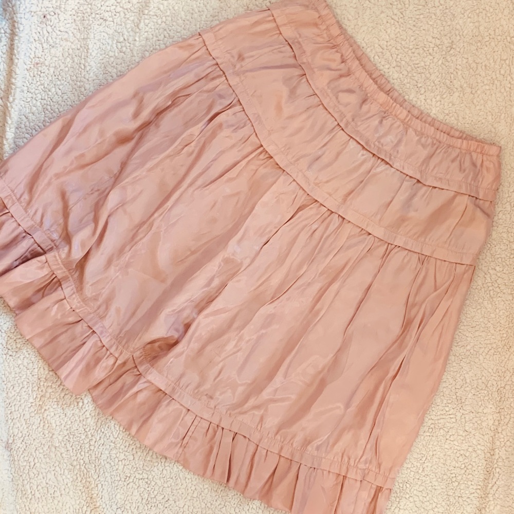 SKIRT : Pink Satin Ruffled Skirt w/lining